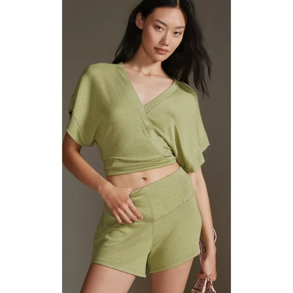 Anthropologie Daily Practice Shorts Womens S Green Corset Shorts Green Flowy